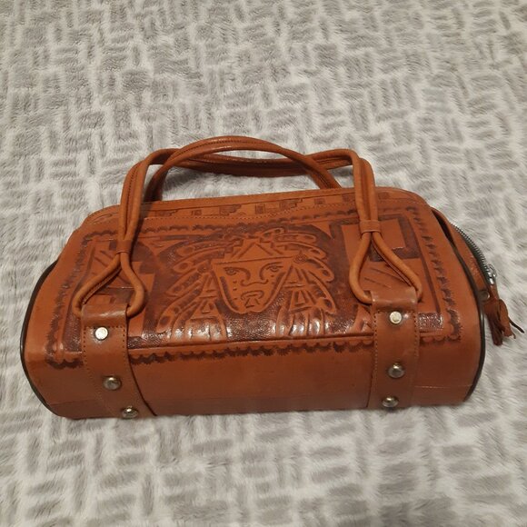 Retro Mexican satchel from the 70s-80s, unique, vintage, genuine leather, Aztec - Picture 4 of 15